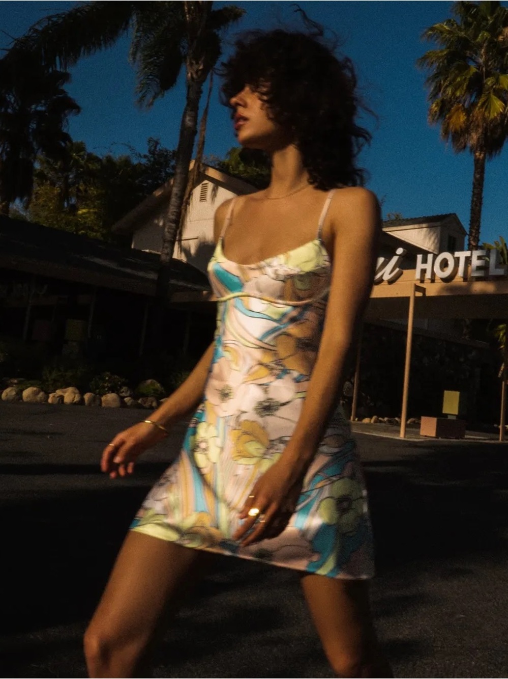 ZARA Satin Floral Mini Dress 70s Psychedelic Cowl Neck NWT